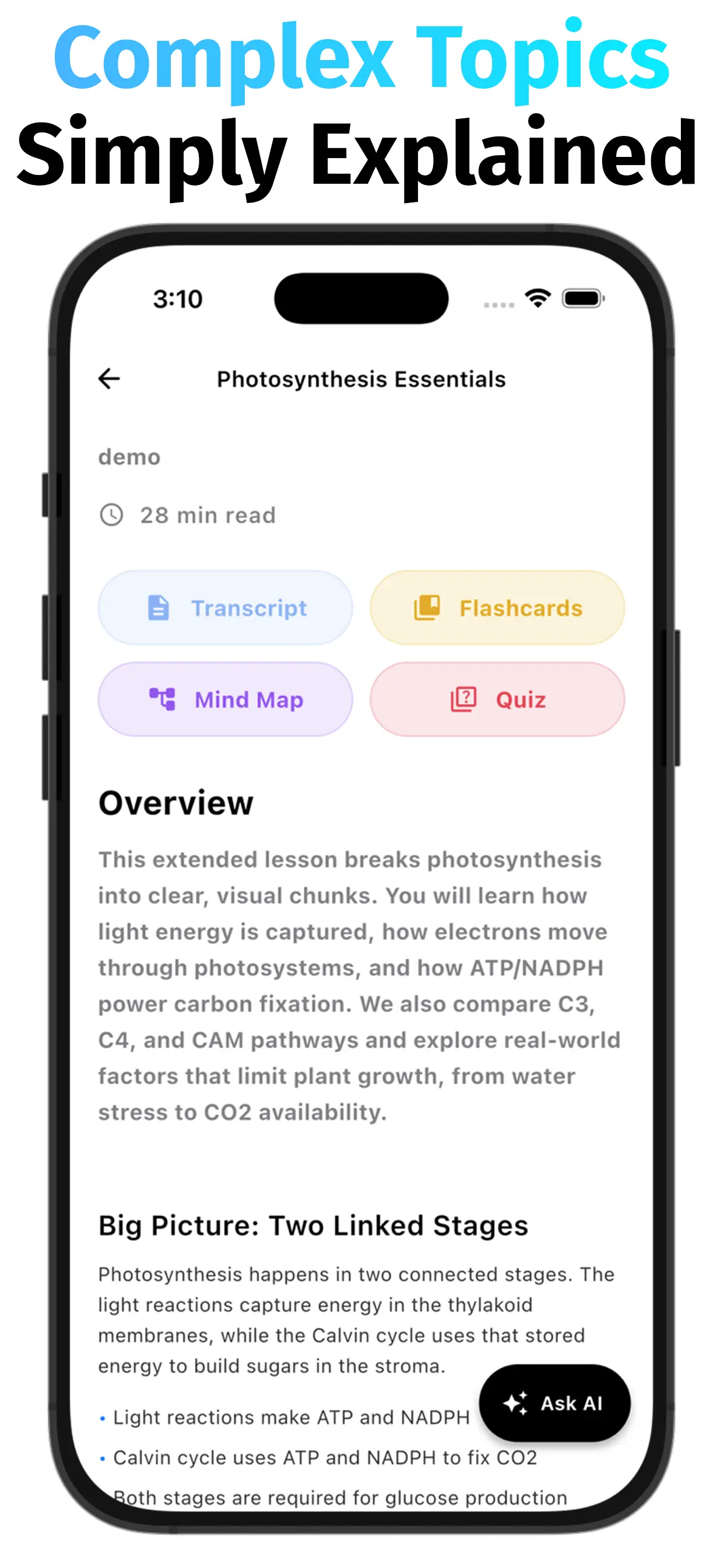 StudyRush lesson summary screen